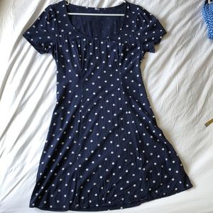 M Ditsy Daisy Print Dress Rayon Ruched Back Scoop Neck Soft Flirty